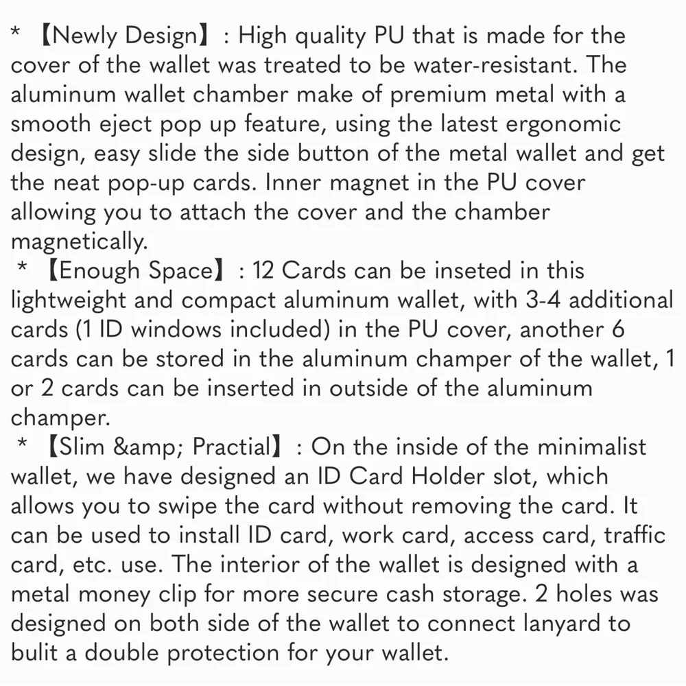 Wallet for Men - with Money Clip Slim Leather Slots , Carbon Black